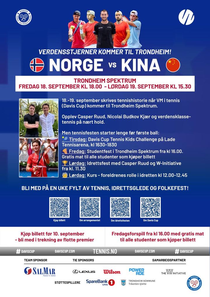 Velkommen til Davis Cup-oppgjøret mellom Norge og Kina!