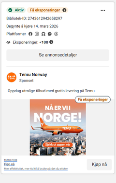 Villedende KI-reklame fra Temu