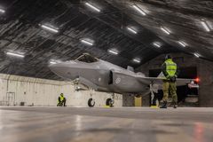 F-35 i shelter på Island under Iceland Air Policing 2023.