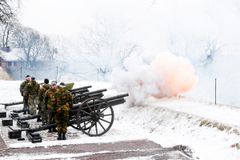 Fra en salutt på Akershus festning i 2022.