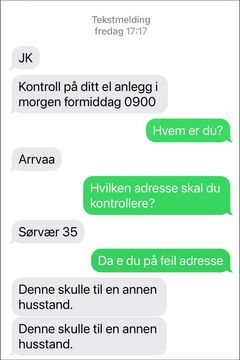 Slik ser den falske tekstmeldinga ut som oppgir å være fra Arva.