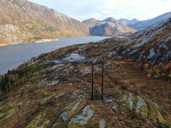 Dagens linjetrase mellom Kjelling og nordenden av Valnesvatnet. (Foto: Arva)