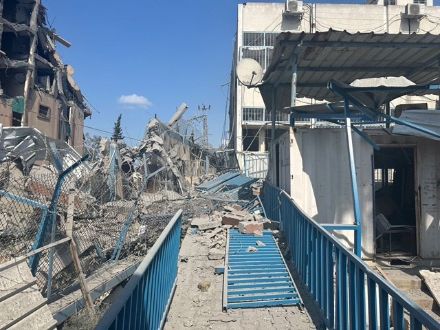 Destroyed UNRWA compound in Gaza, 13 October 2023