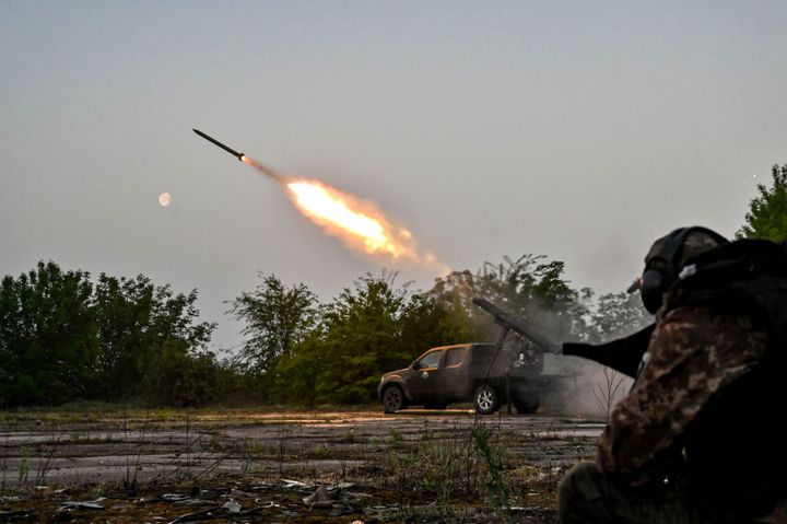 A Ukrainian serviceman on a combat mission in the Zaporizhzhia Region, Southeastern Ukraine, 27 April 2024.