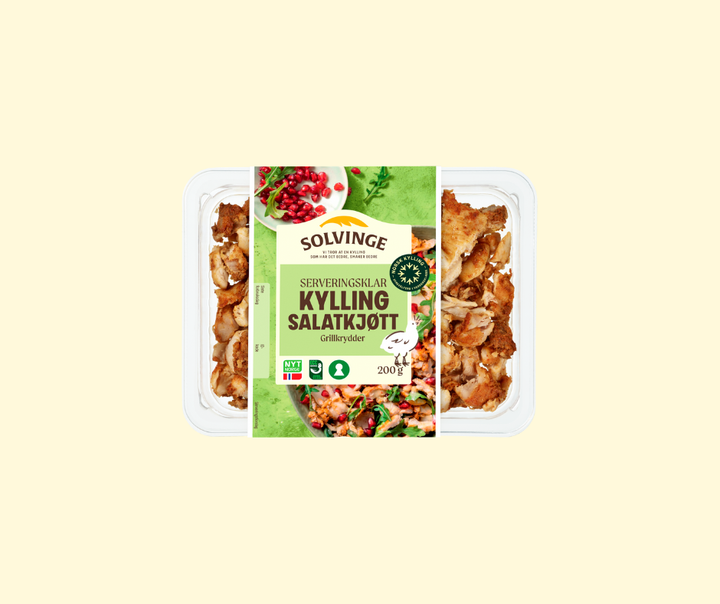 Norsk Kylling AS tilbakekaller Solvinge Kylling Salatkjøtt 200g med batchnummer ID 144277 og holdbarhetsdato 10.07.2025. Årsaken er mistanke om utilstrekkelig varmebehandling av det spiseklare produktet.