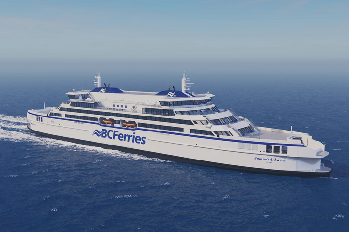 3D-visualisering av designkonseptet for BC Ferries' nye  hovedfartøy.