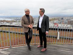 Generalsekretær i Huseierne, Morten Andreas Meyer og Erik Tønnesen, administrerende direktør i Optimera