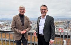 Generalsekretær i Huseierne, Morten Andreas Meyer og Erik Tønnesen, administrerende direktør i Optimera