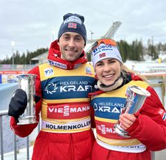 Jarl Magnus Riiber og Ida Marie Hagen fikk begge tildelt kongepokal i Holmenkollen. Nå kommer de til Trondheim for å delta på verdenscupfinale i kombinert.
