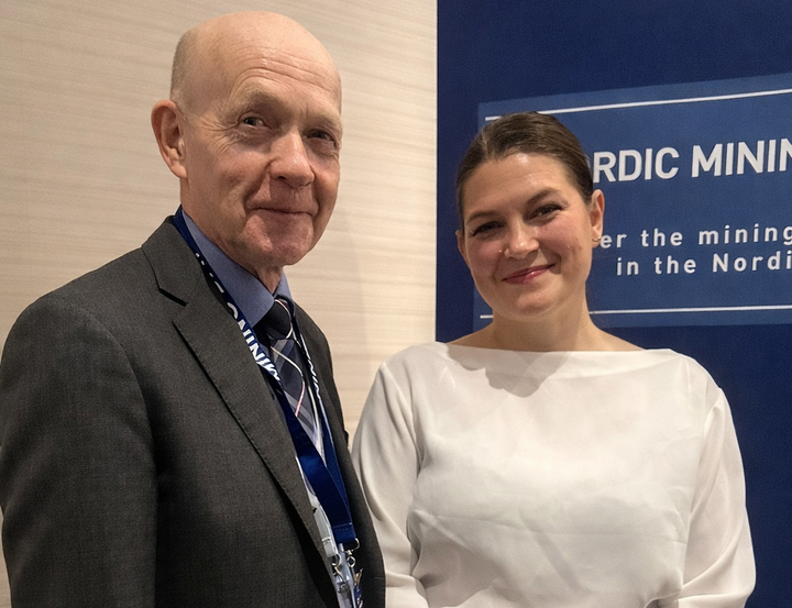 Daglig leder i REN, Alf Reistad, sammen med næringsminister Cecilie Myrseth under PDAC-konferansen i Canada denne uken.