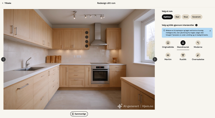 Kjøkken med AI-generert skandinavisk stil