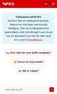 Slik ser den nye chatboten ut på mobil.