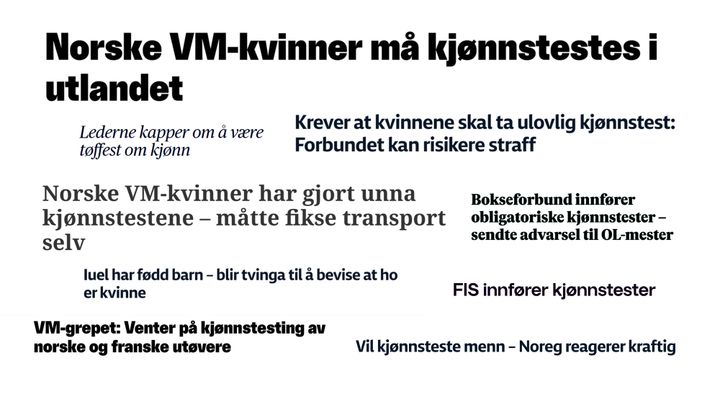 Faksimile: overskrifter fra NRK, VG, Nettavisen, Aftenposten, TV2 og abcnyheter.no