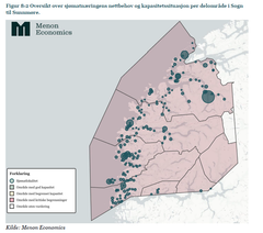 Kart over områder i Møre og Romsdal med kritisk mangel på nettkapasitet.