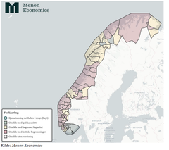 Kart over områder Norge med kritisk mangel på nettkapasitet.