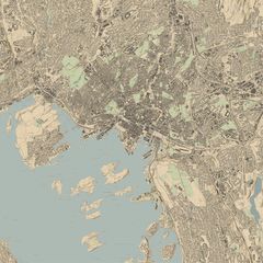Oslo-kart i vintage-stil. Datakilder: Kartverket, Geovekst, kommuner og OSM - Geodata AS, Rettighetshavere DOK. Kartdesign: Kart.no © 2024