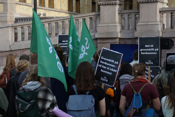 Bilde fra demonstrasjon 2. oktober 2023. En av mange markeringer miljøbevegelsen har hatt mot gruvedrift på havbunnen de siste årene.