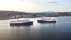 Havila Capella og Havila Polaris møtes utenfor Trondheim.