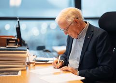 Per Sævik på kontoret i Havilahuset på Mjølstadneset i Fosnavåg.