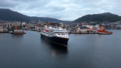 Havila Pollux departs Bergen for her maiden voyage on August 23rd 2023.