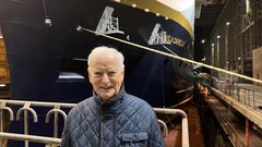 Per Sævik in front of Havila Capella at Westcon shipyard in Florø, Norway