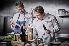 Havila Food Stories. Excecutive Head Chef i Havila Kystruten, Andre Karoliussen, and coach of Norway’s team at Bocuse d 'Or, Gunnar Hvarnes, who has developed Havila's food concept.