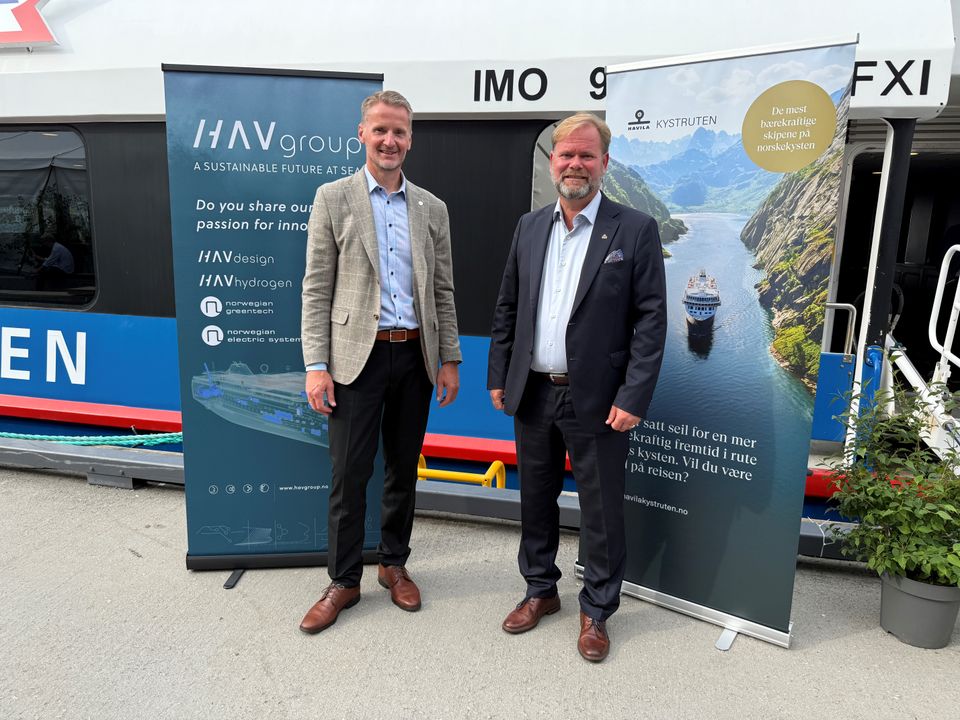 Gunnar Larsen and Bent Martini at Arendalsuka 2025 (Havila Voyages)  (Image at LateCruiseNews.com - August 2025)