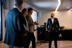 Gunnar Malm Gamlem, SINTEF Ocean, Gunnar Helmen, Molgas Energy and Gunnar Larsen, HAV Group during a panel talk on board Havila Polaris, moderated by Lasse A. Vangstein, Havila Voyages