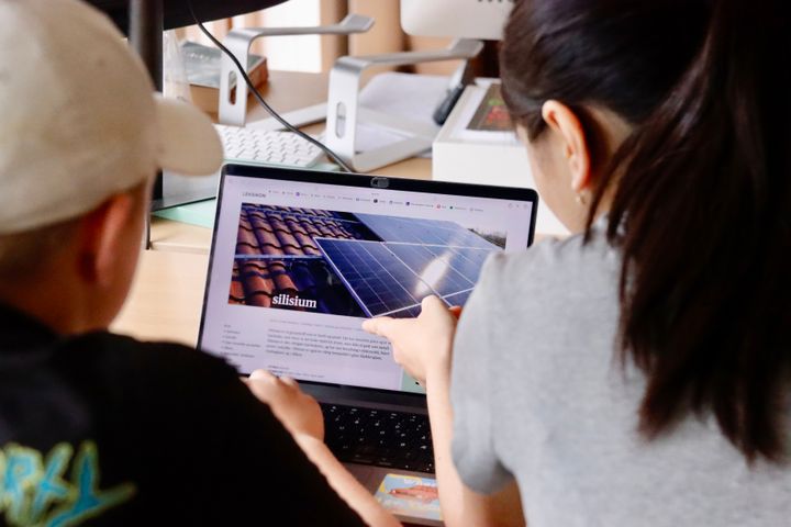 Ungdom leser om silisium på snl.no