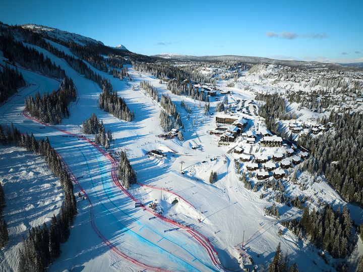 VINTER WONDERLAND: Full vinter i februar 2024. Her tatt under WC for herrer i Kvitfjell. Foto: Alpinco.
