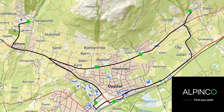 Stoppesteder for skibussen