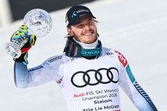 Atle Lie McGrath tok sammenlagtkula i slalåm i Hafjell på onsdag.