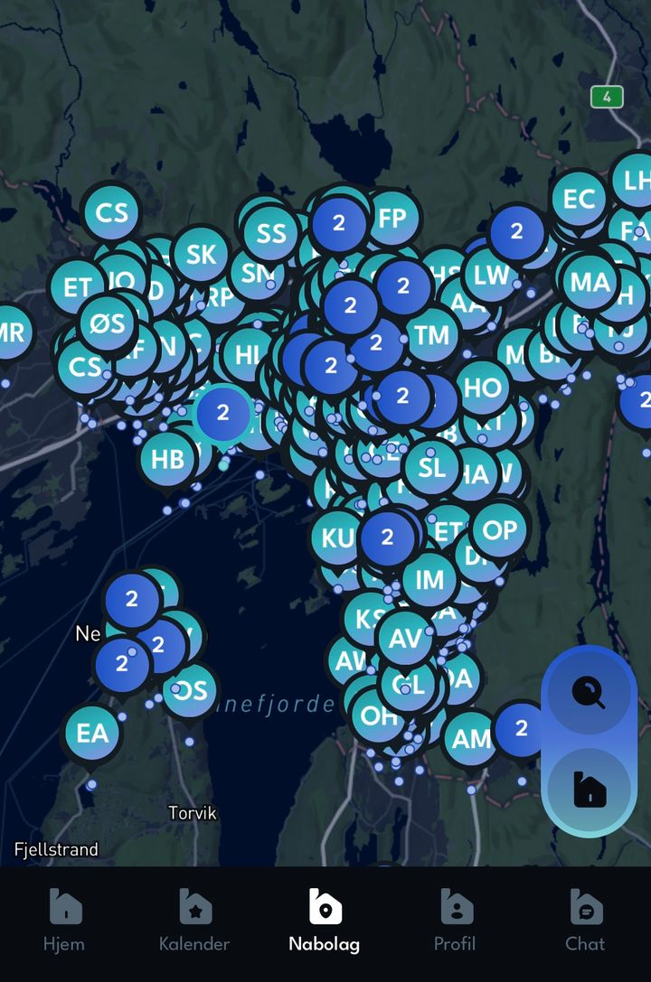 Skjermdump fra nabolagskart i Hudd