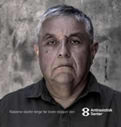Bilde fra Antirasistisk Senters kampanje: «Rasisme starter lenge før loven stopper den»