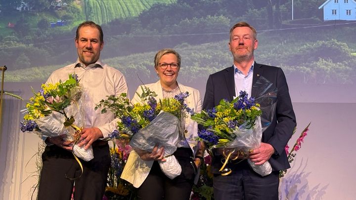 Her er ledertrioen i Norges Bondelag. Fra venstre: 2. nesleder Konrad Kongshaug, 1. nestleder Bodhild Fjelltveit  og leder i Norges Bondelag, Bjørn Gimming.
