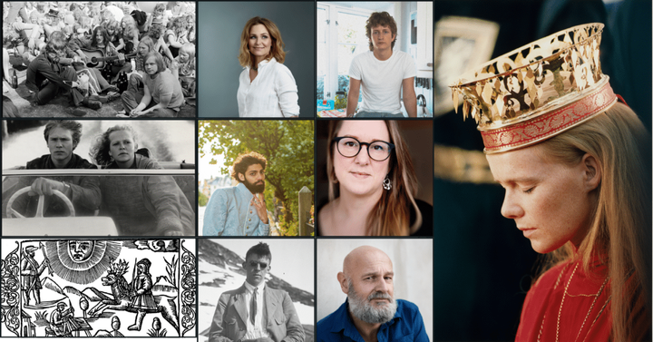 Utvalgte bilder fra høstprogrammet. Foto, fra venstre/øverst: Stein Dag Jensen, Kjersti Alver, Olaus Magnus , Per Heimly, Peter Wessel Zapffe, Håkon Grønn Paulsen/Universal, Marte Michelet, Anne Julia Granberg/Blunderbluss og Hans T. Dahlskog