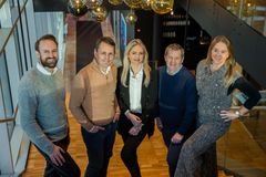 Sterkt team: Fra venstre: Strategy og operations-ansvarlig Leif Erik Kleivene, Co-founder og investorkontakt Trond Eriksen, CEO og founder Eilin Schjetne, co-founder og CIO Robert Wood, landssjef i Sverige, Katarina Liljestam Beyer