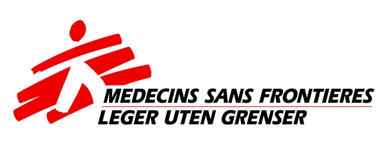 Bildet viser Leger Uten Grensers logo med engelsk og norsk tekst.