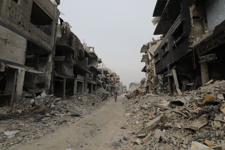 Bildet viser ødelagte gater og bygninger i Beit Lahia i Nord-Gaza.
