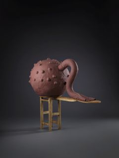 Skulptur i installasjonen «På leting etter Mukamusaba – En eksperimentell opera» (2025).