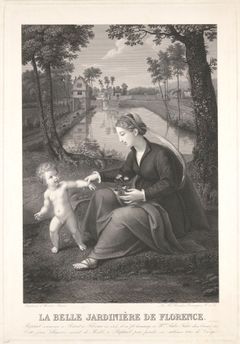 Auguste-Gaspard-Louis Desnoyers, «Den vakre gartneren», 1841. Kobberstikk etter maleri av Rafael.