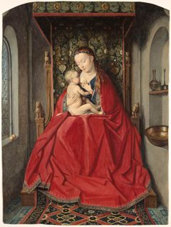 Hans Johan Frederik Berg, «Madonna med barnet», 1860. Akvarell etter maleri av Jan van Eyck.