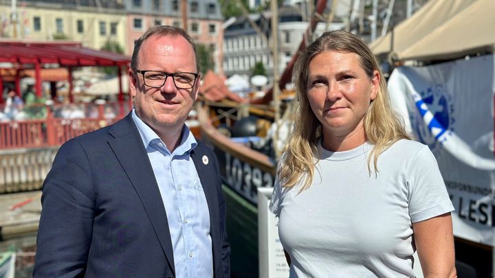DEBATTERTE: Sjøfartsdirektør Alf Tore Sørheim og Lena Dyring, avdelingsleder i Sjømannsforbundet