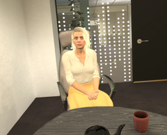 Fra Making Views VR-kurs i bedre kommunikasjon, her i dialog med ansatt som er på vei tilbake etter kreftsykdom.