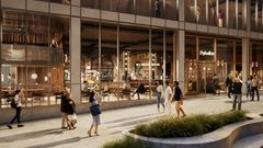 Byhallen sett fra Sonja Henies plass. (Illustrasjon Goldbox)