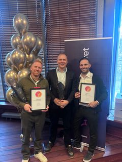 Fornøyd og glad gjeng fra BoNo Bolig. Fra venstre; Christer Haraldsen (Utviklingsdirektør), , Erik Z Teigland (salgs- og markedssjef) og Anders Hammersland (prosjektsjef)