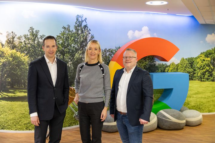 Daniel Reime (Kongsberg Digital), Anne-Sofie Risåsen (Google) and Sindre Ravn Spurkeland (Google) at the Google office in Norway, Aker Brygge.