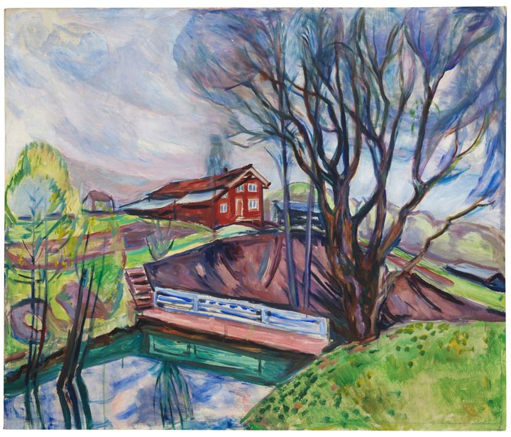 Edvard Munch, Das rote Haus (Det røde hus), 1926. Oil on canvas. 110 x 130 cm, estimate price: € 1.2 – 1.8 M. / $ 1,356,000 - 2,034,000