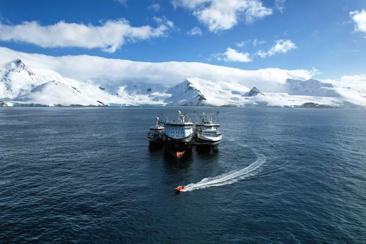 Three of the six vessels in the Aker QRILL Company's fleet.