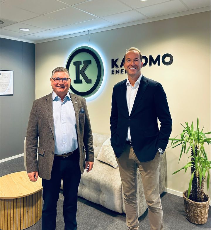 Knut Arne Solbakk, daglig leder i Kasomo og Thomas Reinertsen, daglig leder i Reinertsen New Energy.